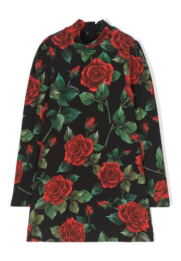 Dolce & Gabbana Kids floral-print cotton dress - Nero