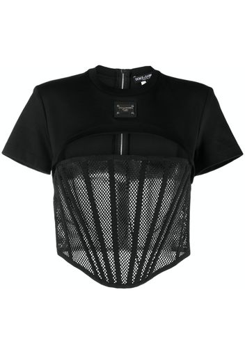 Dolce & Gabbana logo-plaque cropped top - Nero