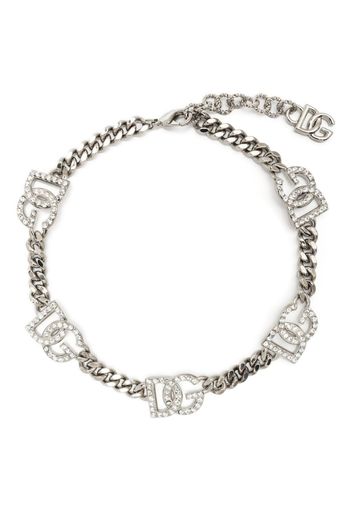 Dolce & Gabbana crystal-embellished logo-charm bracelet - Argento