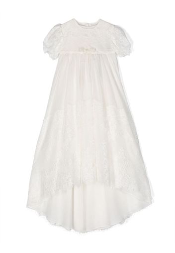 Dolce & Gabbana Kids lace-overlay high-low silk dress - Bianco