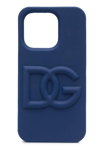 Dolce & Gabbana logo-embossed Iphone 14 Pro case - Blu