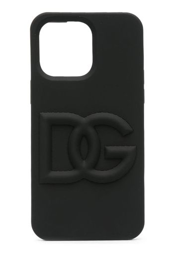 Dolce & Gabbana logo-embossed iPhone 14 Pro Max case - Nero