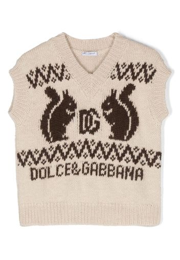 Dolce & Gabbana Kids logo-intarsia knitted vest - Toni neutri