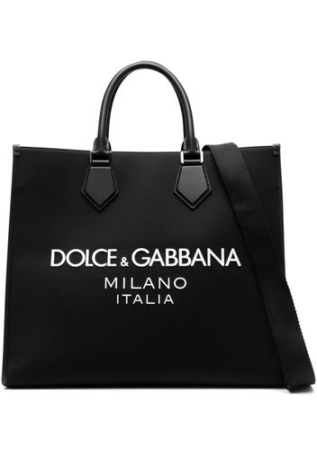 Dolce & Gabbana large logo-embossed tote bag - Nero