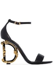 black 105 Baroque logo heel leather sandals