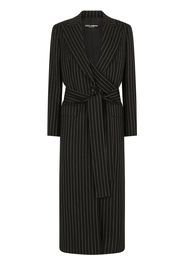 Dolce & Gabbana pinstriped single-breasted belted coat - Nero