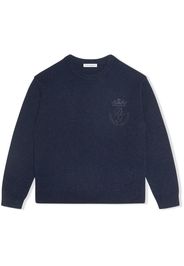 logo-embroidered fine-knit jumper