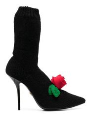 knitted style rose calf boots
