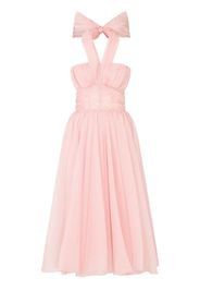 pleated silk-chiffon halterneck dress