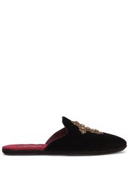 Dolce & Gabbana cross-embellished velvet slippers - Nero