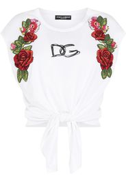 Dolce & Gabbana Top crop con applicazione - Bianco