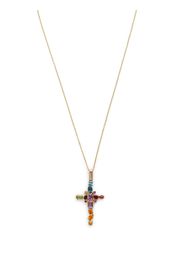 Dolce & Gabbana 18kt yellow gold gemstone cross pendant necklace - Oro