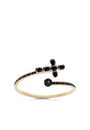 Dolce & Gabbana 18kt yellow gold Family black sapphire cross and jade rose cuff - Oro