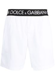 Dolce & Gabbana logo-tape slip-on swim shorts - Bianco