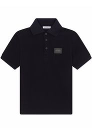 Dolce & Gabbana Kids cotton logo-patch polo shirt - Blu