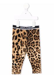 Dolce & Gabbana Kids logo-waistband leopard-print leggings - Toni neutri