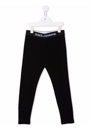 Dolce & Gabbana Kids logo-waistband cotton leggings - Nero