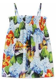 Dolce & Gabbana Kids Abito smanicato a fiori - Blu