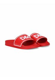 Dolce & Gabbana Kids Sandali slides con stampa in pelle - Rosso