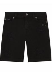 Dolce & Gabbana Kids Shorts denim con effetto vissuto - Nero