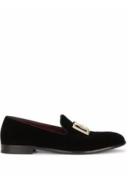 Dolce & Gabbana DG-plaque velvet slippers - Nero