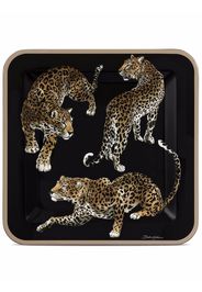 Dolce & Gabbana leopard-print wood tray - Nero