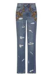 Dolce & Gabbana embellished high-waisted straight-leg jeans - Blu