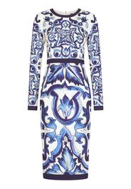 Dolce & Gabbana Abito midi con stampa - Blu