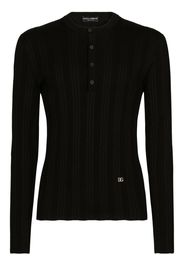 Dolce & Gabbana silk-blend logo-patch jumper - Nero