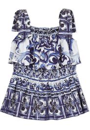 Dolce & Gabbana Kids Top con stampa maioliche - Blu