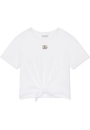 Dolce & Gabbana Kids T-shirt con placca logo DG - Bianco