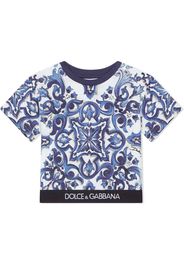 Dolce & Gabbana Kids T-shirt con stampa maioliche - Blu