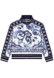 Dolce & Gabbana Kids Bomber con stampa maioliche - Blu