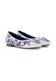 Dolce & Gabbana Kids graphic-print ballerina shoes - Bianco