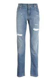 Dolce & Gabbana logo-plaque distressed jeans - Blu