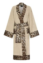 Dolce & Gabbana leopard-print trim belted bathrobe - Toni neutri