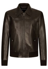 Dolce & Gabbana collared leather bomber jacket - Nero