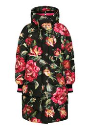 Dolce & Gabbana Piumino lungo a fiori - Nero