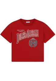 Dolce & Gabbana Kids graphic logo-stamp T-Shirt - Rosso