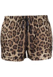 Dolce & Gabbana leopard-print swim shorts - Marrone