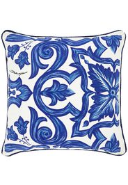 Dolce & Gabbana floral-embroidered medium cushion - Blu