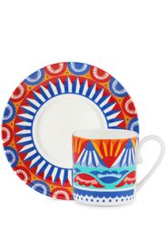 Dolce & Gabbana geometric-pattern porcelain espresso-set - Blu