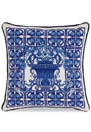 Dolce & Gabbana embroidered Majolica-print cushion - Blu