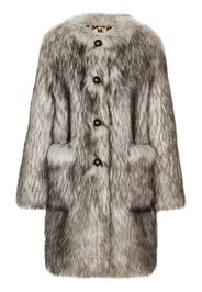 Dolce & Gabbana wolf-effect faux fur coat - Marrone