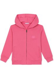 Dolce & Gabbana Kids logo-patch zip-up hoodie - Rosa