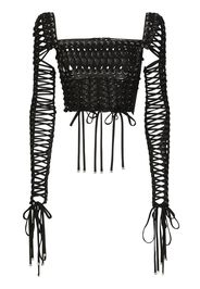 Dolce & Gabbana lace-up detailed bustier blouse - Nero