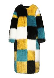 Dolce & Gabbana Damier-design long-hair faux fur coat - Giallo