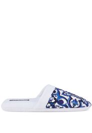 Dolce & Gabbana Barocco-print terry-cloth slippers - Bianco