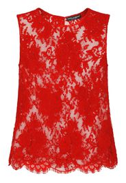 Dolce & Gabbana Top a fiori con orlo a smerlo - Rosso