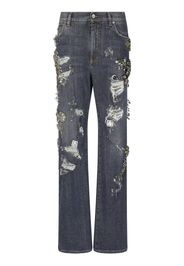 Dolce & Gabbana Jeans dritti con effetto vissuto - Grigio